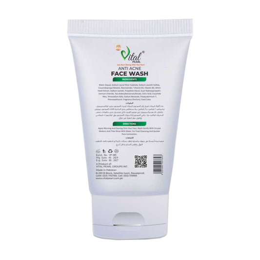 Vital Pearl Anti-Acne Face Wash - Niacinamide, Vitamin B3 & Witch Hazel