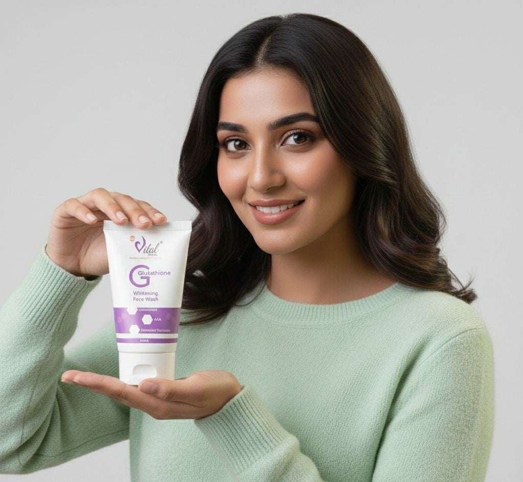 Vital Pearl Glutathione Whitening Face Wash - G Formula with AHA & Botanical Extracts