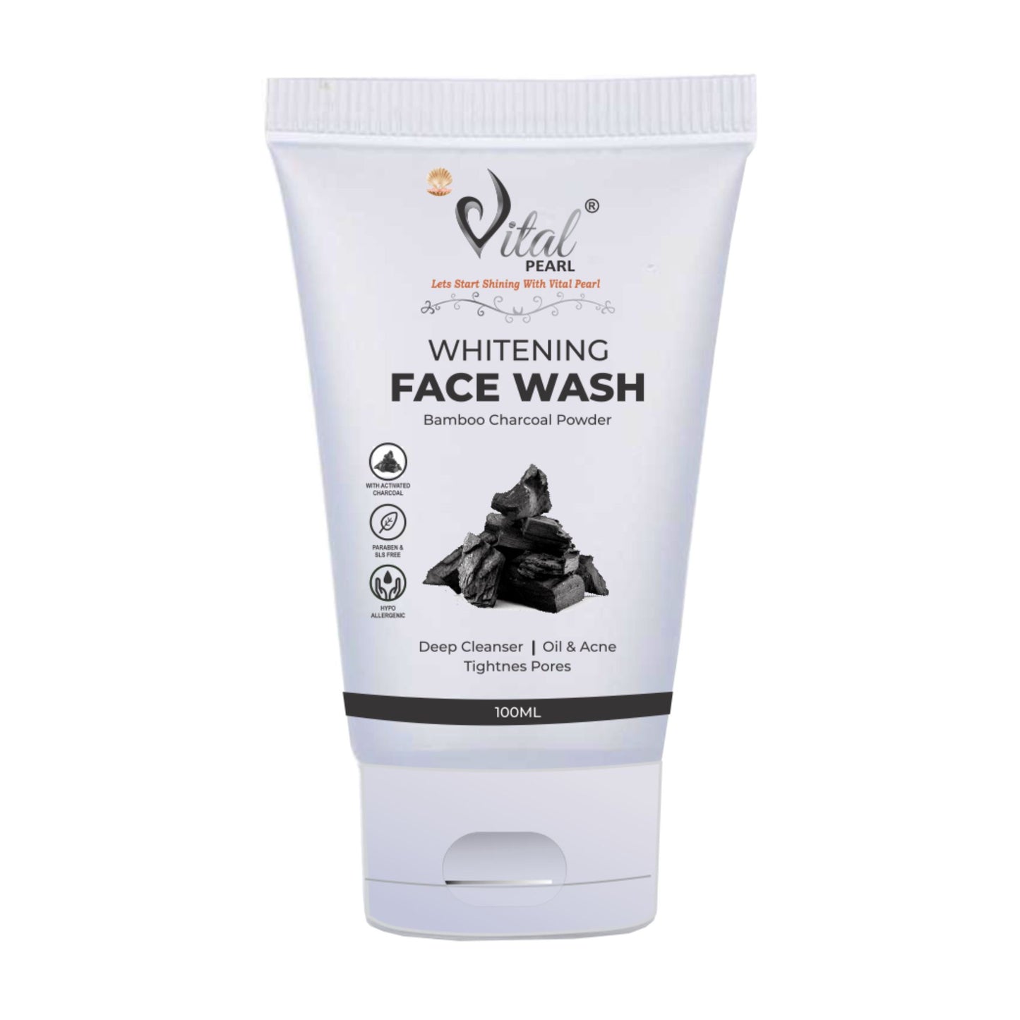 Vital Pearl Whitening Face Wash - Bamboo Charcoal Powder