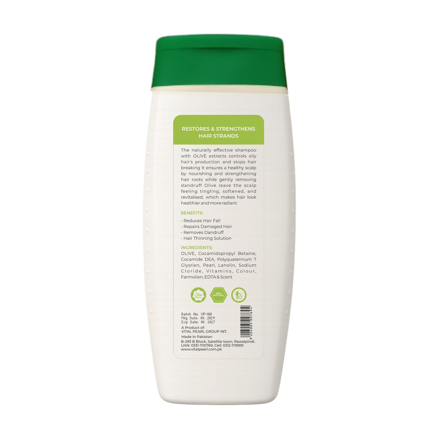 Vital Pearl Olive Shampoo - 100% Pure Olive Hair Care