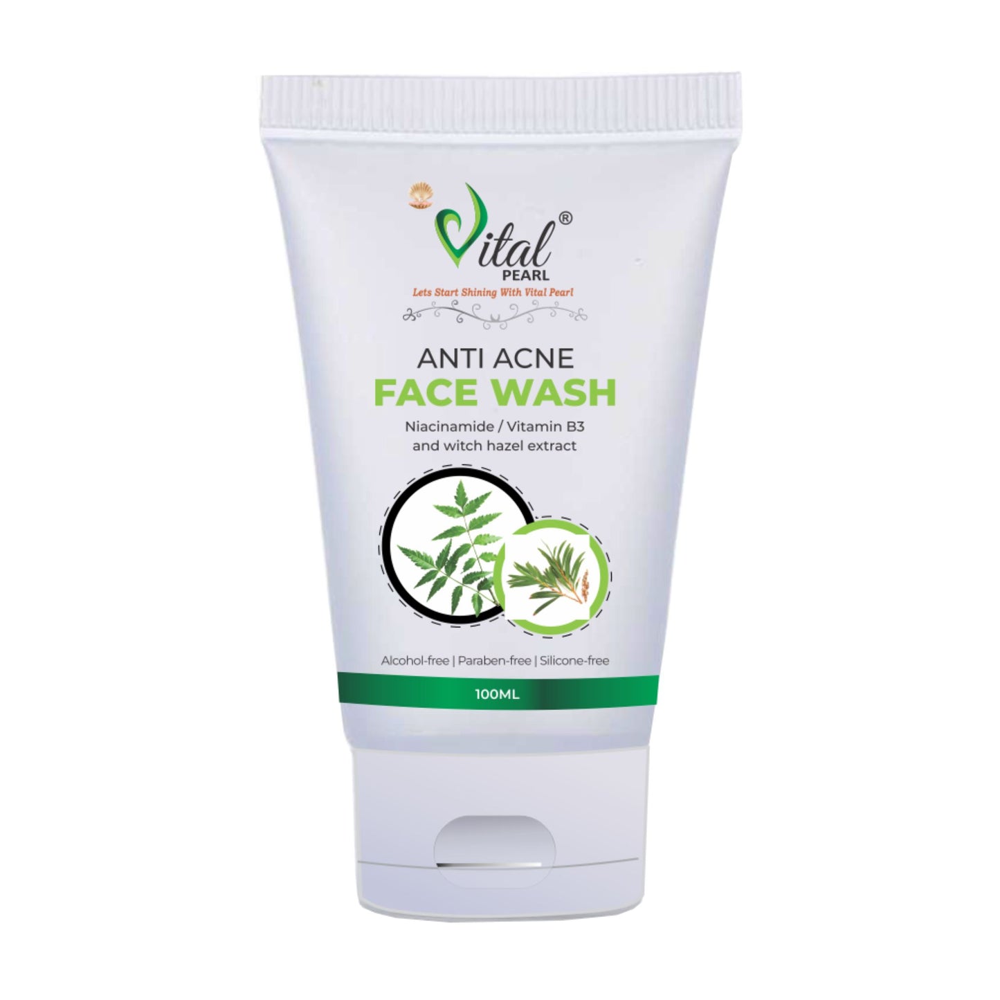 Vital Pearl Anti-Acne Face Wash - Niacinamide, Vitamin B3 & Witch Hazel