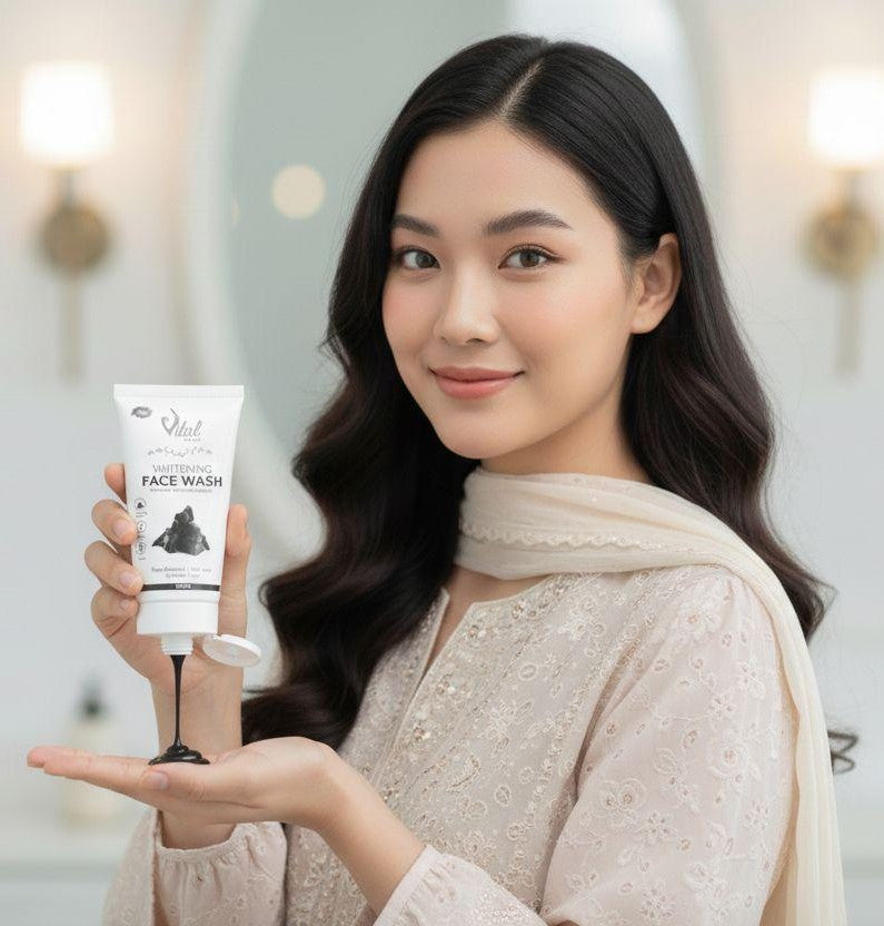 Vital Pearl Whitening Face Wash - Bamboo Charcoal Powder