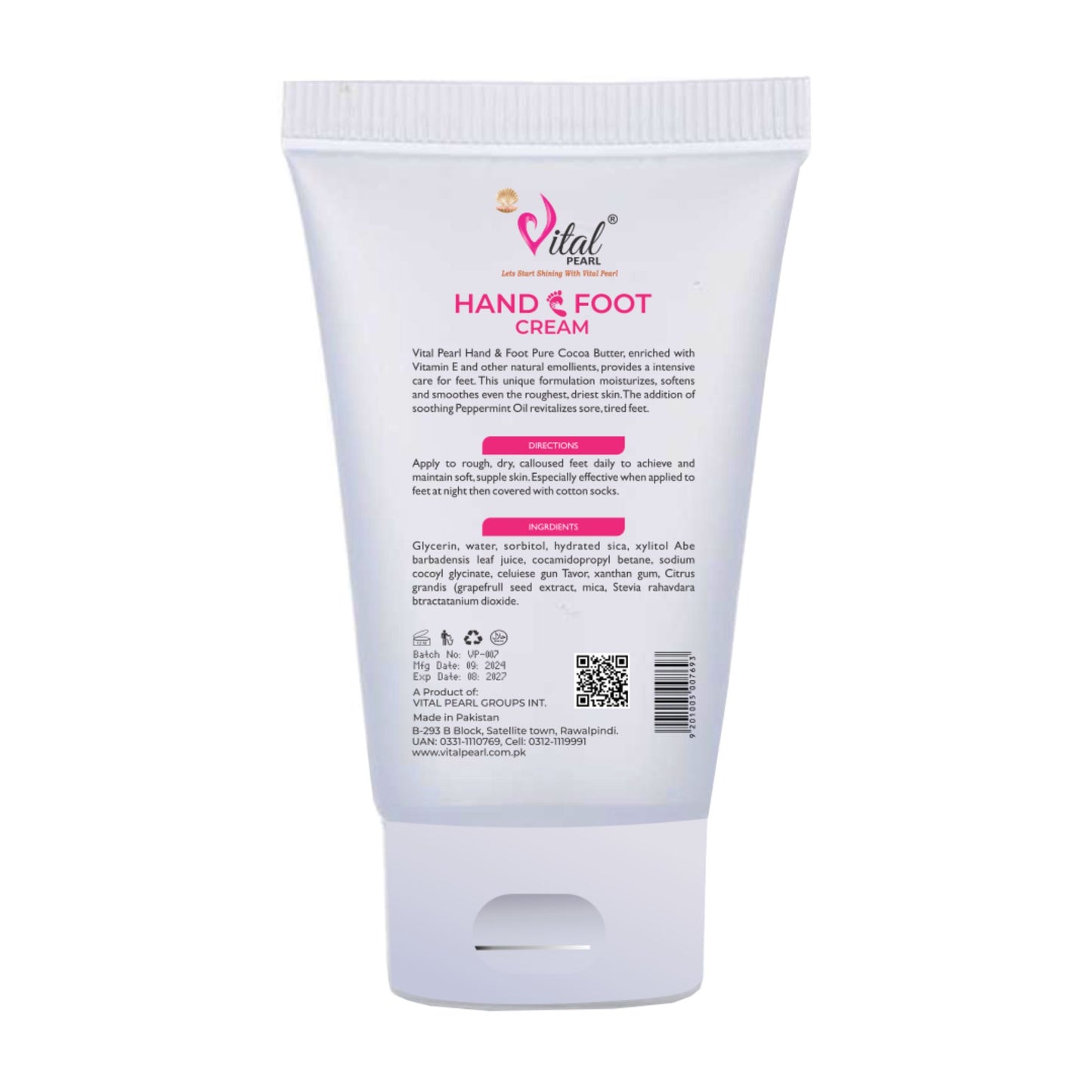 Vital Pearl Hand & Foot Cream - Vitamin E & Aloe Vera Extract